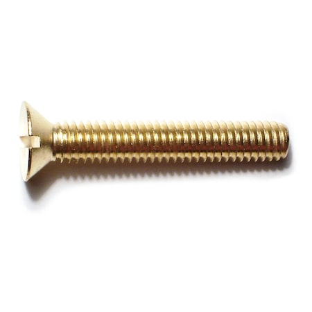 Midwest Fastener 5/16"-18 x 2 in Slotted Flat Machine Screw, Plain Brass, 6 PK 32812